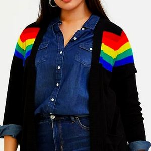 Torrid  size 1 rainbow stripes sweater worn 2 times. Like new.